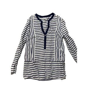 nautica blouse‎ top shirt blue white striped womens M medium
